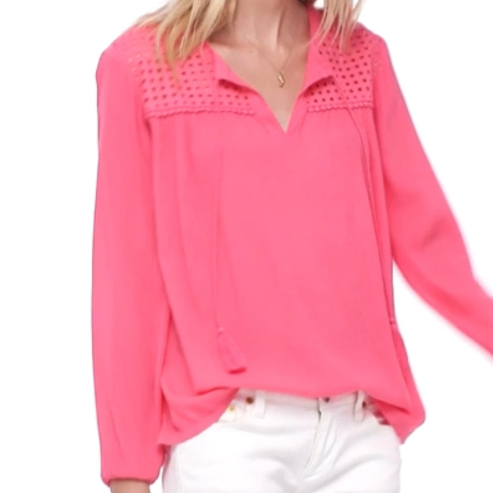 CHARTER CLUB Tassel-Tie Eyelet Top Intrepid Blue